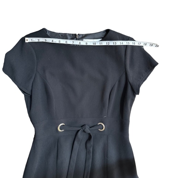 David Warren New York Womens Black Short Sleeve Sheath Tie Waist Midi Dress Sz10 - Picture 6 of 11